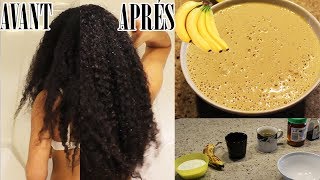 Recette naturel maison à la banane pour cheveux secs et cassants [upl. by Anneirda603]