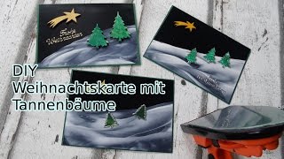 Encaustic Enkaustic  Malerei Weihnachtskarten mit Tannen selbstgemacht deutsch [upl. by Akemad104]