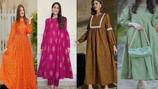 New lawn long frock designs 2024 anarkali plain frocks  New long frock de [upl. by Adnylam967]