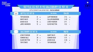 Ribblesdale Cricket League  Senior Division  Settle CC 1st XI v Salesbury CC 1st XI [upl. by Pasho]