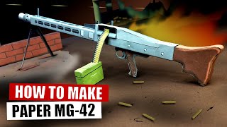 How to make paper machine gun MG42 model DIY Patronenkasten 34 cardboard gun MG 42 model building [upl. by Gnanmos]