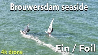 Brouwersdam seaside fin foil just for fun windsurf windfoil  4K [upl. by Ssitruc78]