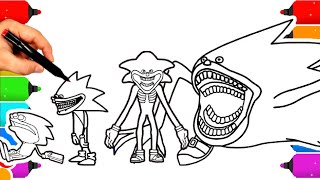 Sonic Coloring Pages NEW Sonic Team NEW Sonic in the movie 3 Tails Shin Sonic Tapes COLORING [upl. by Rann]