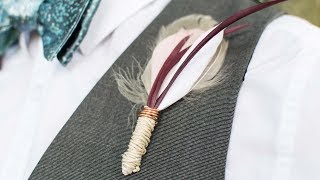 Easy DIY Boutonniere  Using Feathers [upl. by Grae]