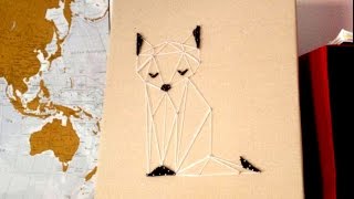 String Art ou art de la ficelle  Tableau chat minimaliste [upl. by Yklam]