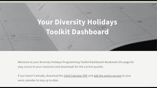 Diversity Holidays Calendar and Toolkit [upl. by Euqilegna]