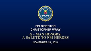 FBI Director Wray Delivers Remarks at FBI Agents Associations GMan Honors Dinner [upl. by Asikal]