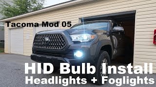 Tacoma Mod 05  Xentec HID Headlights  Fog Lights  Install Walk through [upl. by Akemal]