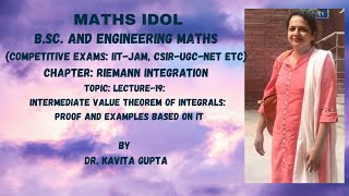 Lec19 Intermediate Value theorem of integrals Proof and examples based  in Hindi [upl. by Norrahc43]