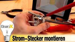 Strom Stecker anschließen montieren LED Strahler [upl. by Ahsieken]