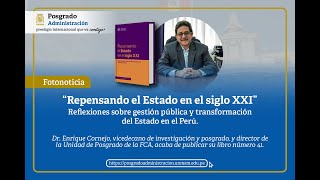 Enrique Cornejo publica su libro 41 quotRepensando el Estado en el siglo XXIquot [upl. by Materi]