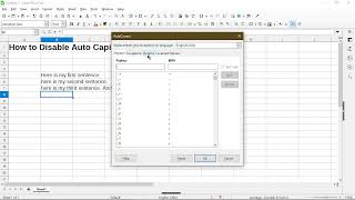 How to Disable Auto Capitalization in LibreOffice Calc [upl. by Ogilvie]