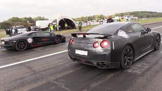 700HP Nissan GTR Gozilla vs Lamborghini Aventador vs Audi TT RS Plus GTX35 [upl. by Brookner]