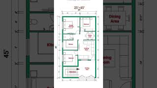 25×45 House Plan  25×45 House Design  25×45 Floor Plan  floorplan houseplan shorts [upl. by Ennovyhc]