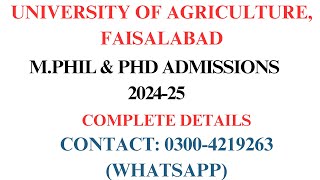 UAF MPhil and PhD Admissions 202425  UAF Postgraduate Admissions 202425 [upl. by Ray]