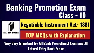 Banking Promotion Exam Class 10  NEGOTIABLE INSTRUMENT ACT 1881 Top MCQ with Explanation NI ACT [upl. by Eanej]