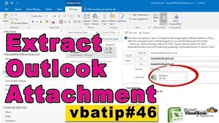 how to extract outlook attachments using vba  with sample  vbatip46 [upl. by Aehcsrop737]