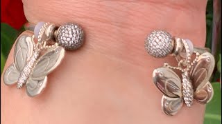 PANDORA 🦋 Open Bangle Bracelet Butterflies [upl. by Armalda]