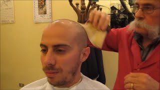 Big moustache barber haircut natural sounds ASMR video [upl. by Cecilio335]