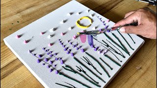 Easy Acrylic Painting Technique  Lavender Field Painting  Step By Step For Beginners [upl. by Porcia]