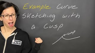 Example Curve Sketching with Rational Exponents and a Cusp [upl. by Kcirddet]