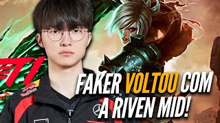 T1 FAKER PUXOU UMA RIVEN MID AINDA FUNCIONA [upl. by Atekin]