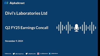 Divis Laboratories Ltd Q2 FY202425 Earnings Conference Call [upl. by Aicittel]