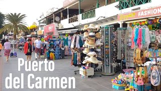 Puerto del Carmen main strip walk Lanzarote beach front from Matagorda end shops restaurants [upl. by Bolitho]