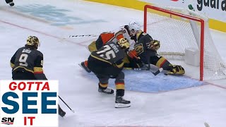 GOTTA SEE IT Fleury Pulls Off Incredible Desperation Save At Goal Line [upl. by Aneleve943]