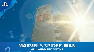 Marvels SpiderMan PS4  Collectibles  All Landmark Token Locations [upl. by Ultann]