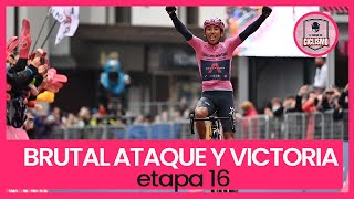 ASÍ FUE EL BRUTAL ATAQUE DE EGAN BERNAL a 20km  Etapa 16 giro de Italia 2021 [upl. by Oribelle]