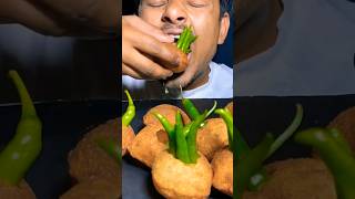 Spicy 🔥 panipuri 🌶️ Green chilli Challenge mukbang golgappamukbang greenchilli food golgappe [upl. by Colp296]