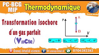 Transformation isochore travail W chaleur Q et énergie interne U [upl. by Yevoc249]