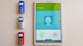 3 mini mobiles vs Samsung Tab E incoming call [upl. by Llerdnod269]