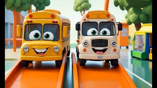 Learning 1 little 2 little 3 Little Buses Song  Wheels On The Bus Nursery Rhymes  FUN COUNTING [upl. by Amluz]