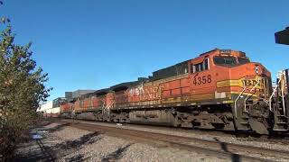 BNSF 7020 Leads WB Stacktrain Olathe KS 11924 [upl. by Bainbrudge714]