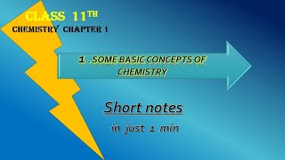 1 some basic concepts of chemistry ⚗️🧪short notes 🧪 11th standard chemistry chapter 1st [upl. by Aivat299]