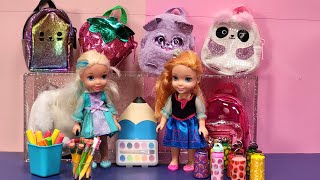 Back to school shopping  Elsa amp Anna toddlers  Barbie dolls  backpack  lunch bag supplies [upl. by Noraa]