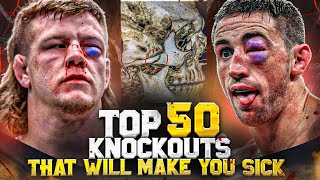 The Most Brutal Top 50 Knockouts  MMA Kickboxing amp Boxing Craziest Knockouts [upl. by Etselec]