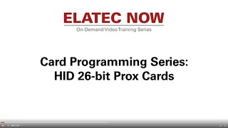 Elatec NOW 26Bit Prox Card Programming [upl. by Anaimad]