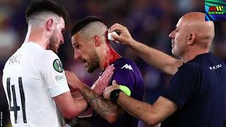 West Ham denounce fan conduct after Fiorentinas Cristiano Biraghi hit by object tossed from swarm [upl. by Nevak]