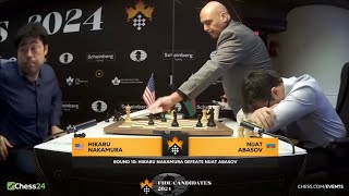 Hikaru heartbreaks Abasov in round 10 and makes comeback  Candidates 2024 [upl. by Eybba696]