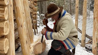 Starting the Verandah of the Log Cabin LOG CABIN BUILD  PIONEER LIFE CIRCA 1700s [upl. by Einafets961]