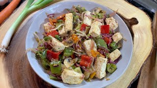 Tofu  Stir fry with vegetables  Quick and easy vegan recipe [upl. by Lleynad]