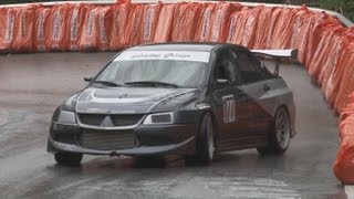 Mitsubishi Special at Swiss Hillclimb 2012 Lancer EVO 6 to 10 Drift Flames Action [upl. by Wolgast]