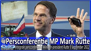 Terugkijken Persconferentie premier Mark Rutte over de Ministerraad  16 september 2022 [upl. by Michal]