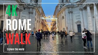 【4K】 Italy Rome Night Walk  Via del Corso Main Historical Street of Rome with City Sounds [upl. by Sawtelle591]