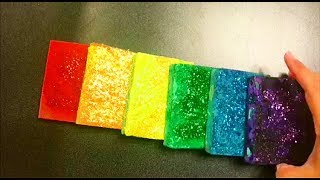 CRUSHING RAINBOW COLORED FLORAL FOAM GLITTER BLOCKS ASMR [upl. by Amol]