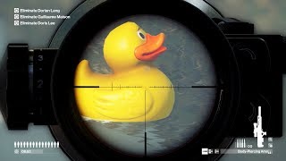 HITMAN 2 SNIPER ASSASSIN Giant Rubber Duck Easter Egg amp Eliminate All Bodyguards The Last Yardbird [upl. by Alleuol135]