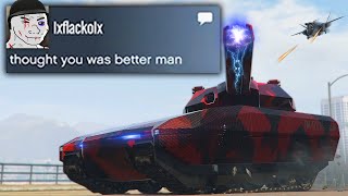 Battling God Mode Tank Griefer And His Tryhard Henchmen GTA Online [upl. by Brigitte]